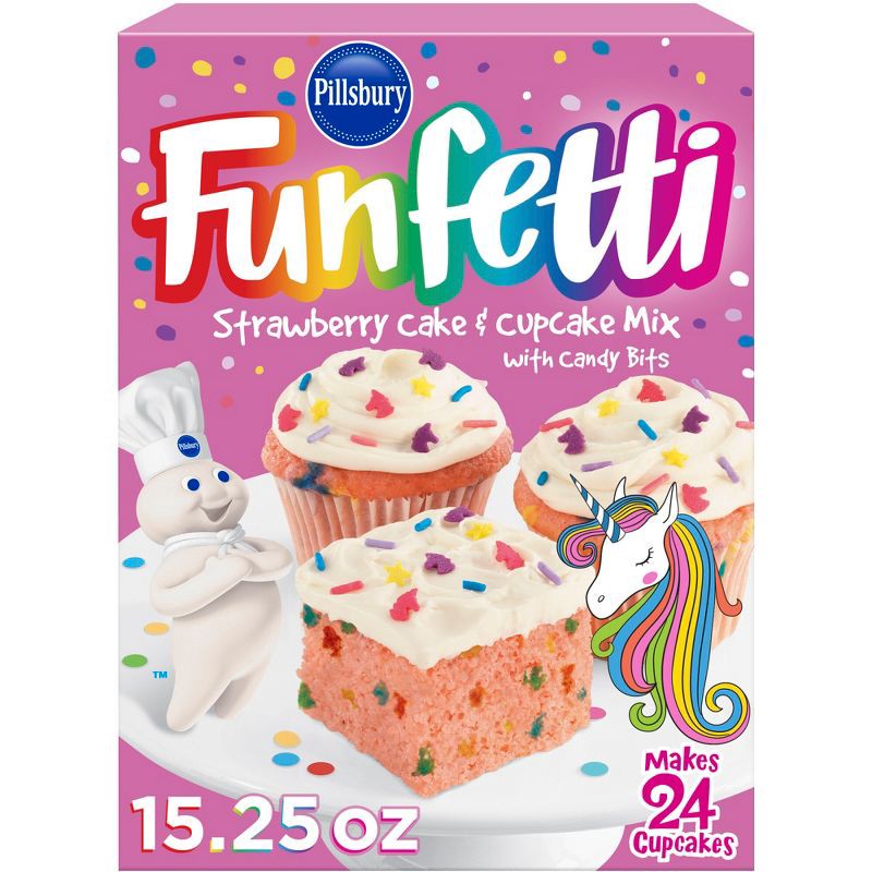 slide 1 of 8, Pillsbury Funfetti Strawberry Cake Mix with Candy Bits - 15.25oz, 15.25 oz