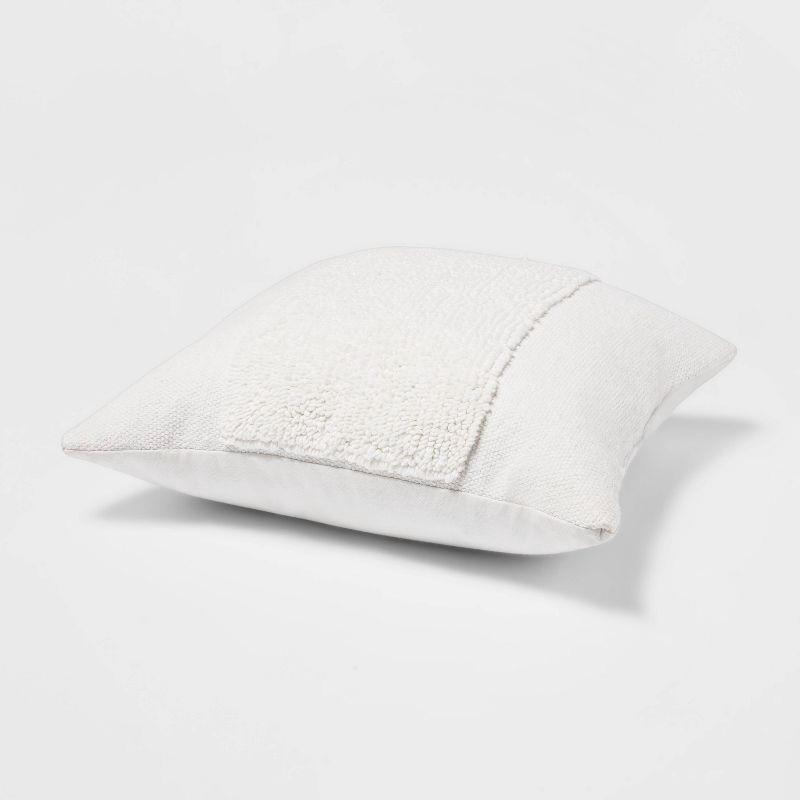 slide 2 of 6, Modern Tufted Square Throw Pillow White - Threshold™: Cotton, Indoor Geometric Decor, 18x18", 1 ct