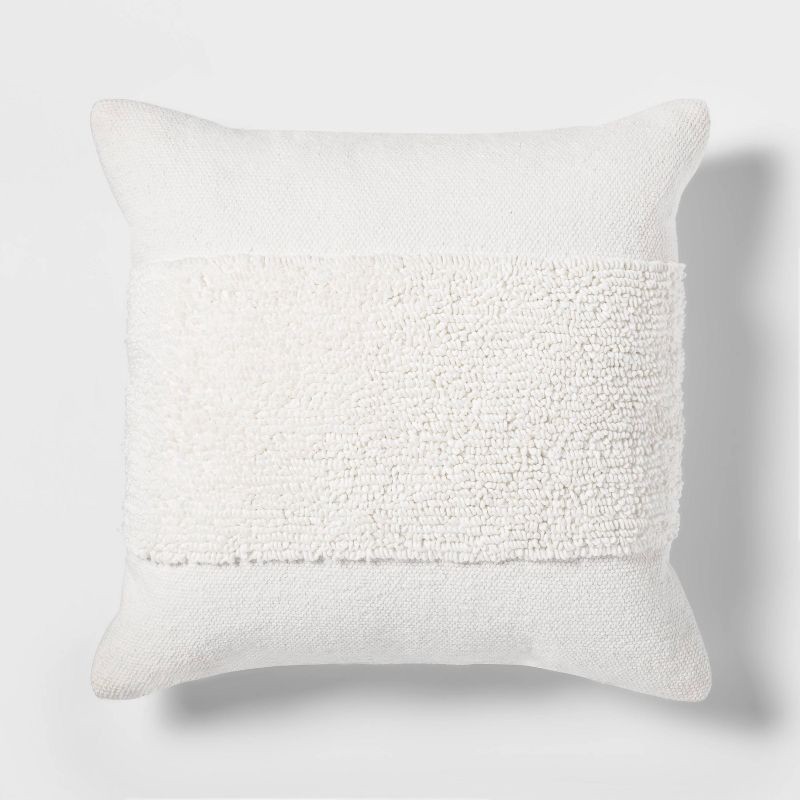 slide 1 of 6, Modern Tufted Square Throw Pillow White - Threshold™: Cotton, Indoor Geometric Decor, 18x18", 1 ct