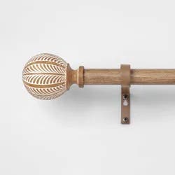 36"-66" Carved Light Woodtone Ball Curtain Rod Natural - Threshold™
