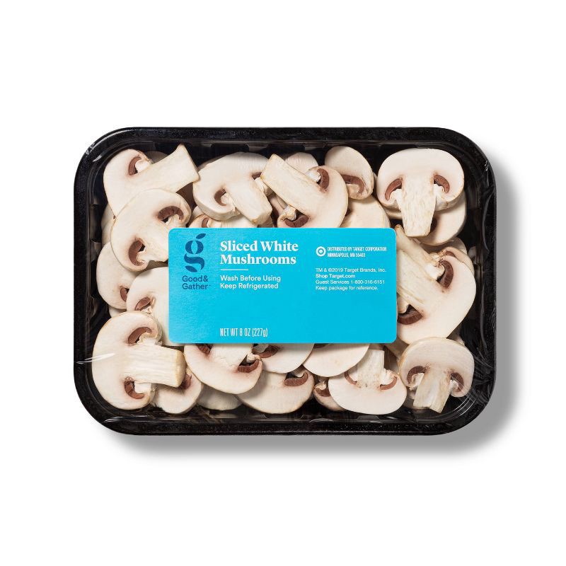 slide 1 of 4, Sliced White Mushrooms - 8oz - Good & Gather™, 8 oz