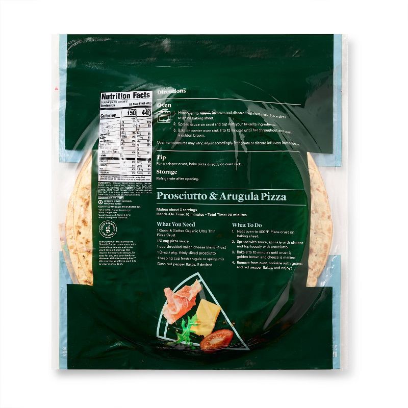 slide 2 of 4, Organic Ultra-Thin Pizza Crust - 10oz/2pk - Good & Gather™, 2 ct; 10 oz