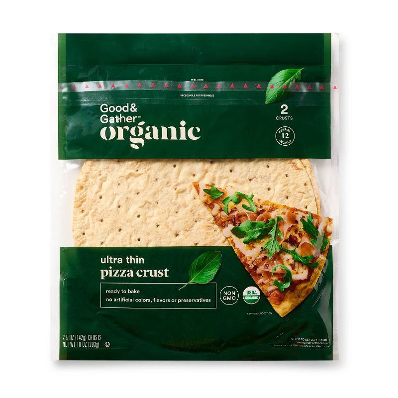 slide 1 of 4, Organic Ultra-Thin Pizza Crust - 10oz/2pk - Good & Gather™, 2 ct; 10 oz