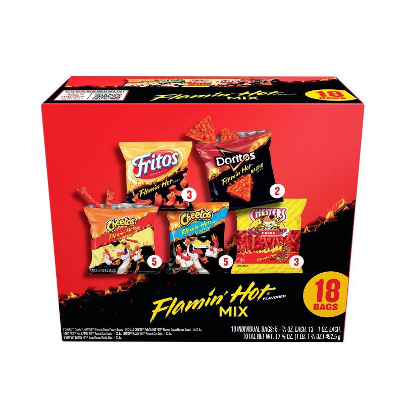 slide 1 of 7, Frito-Lay Chips and Snacks Flamin' Hot Mix Variety Pack - 18ct, 18 ct
