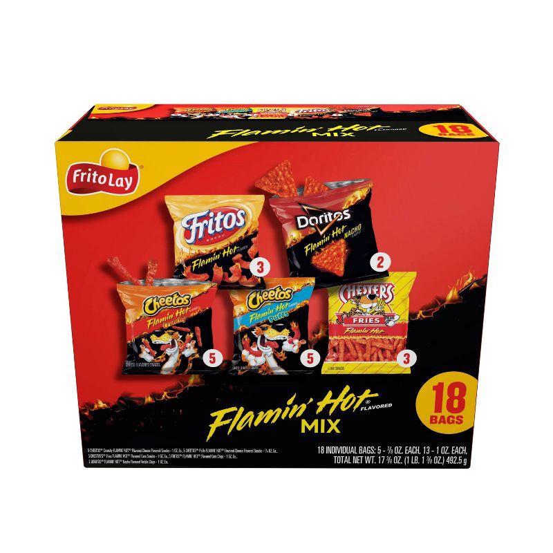 slide 1 of 7, Frito-Lay Chips and Snacks Flamin' Hot Mix Variety Pack - 18ct, 18 ct