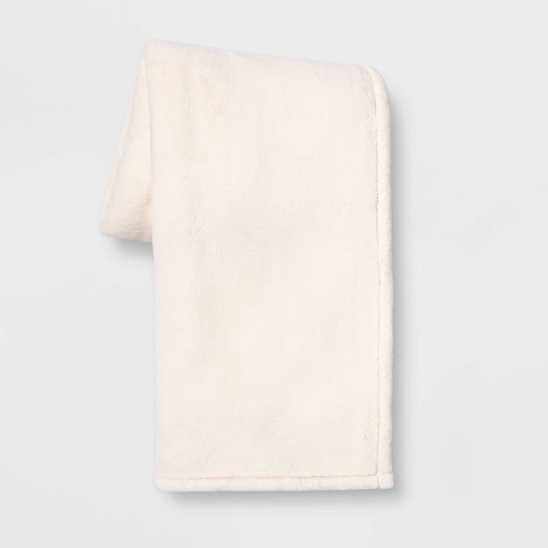 slide 1 of 3, Oversized Primalush Throw Blanket Cream - Threshold™, 1 ct