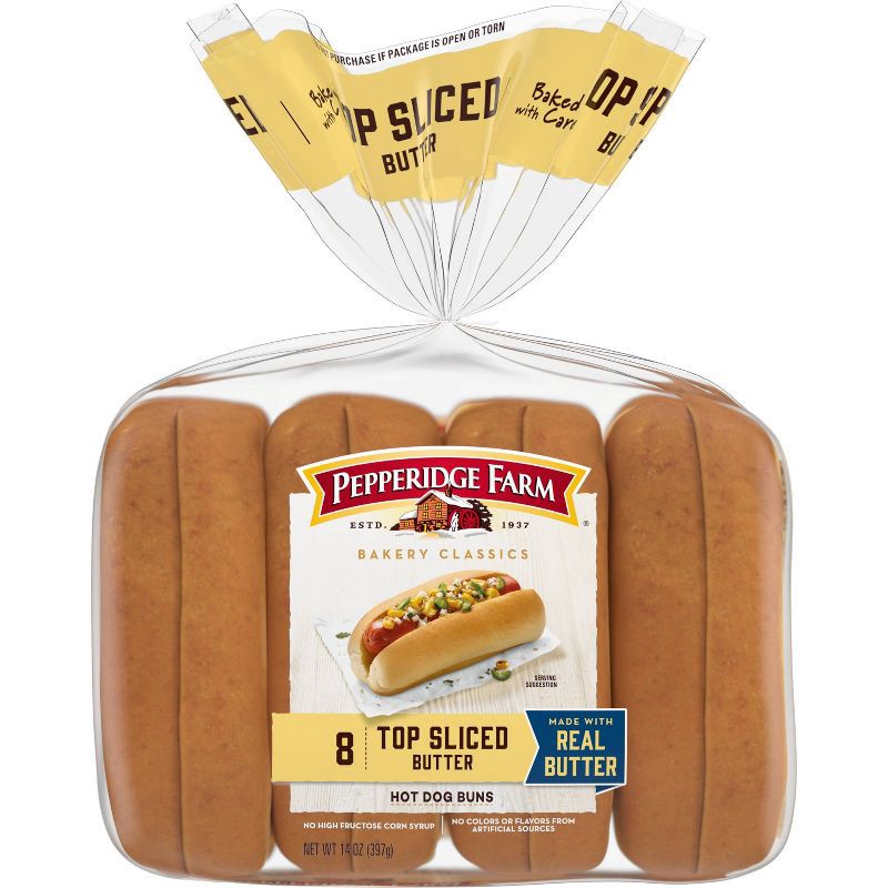 slide 1 of 8, Pepperidge Farm Bakery Classics Top Sliced Butter Hot Dog Buns - 14oz/8ct, 8 ct; 14 oz