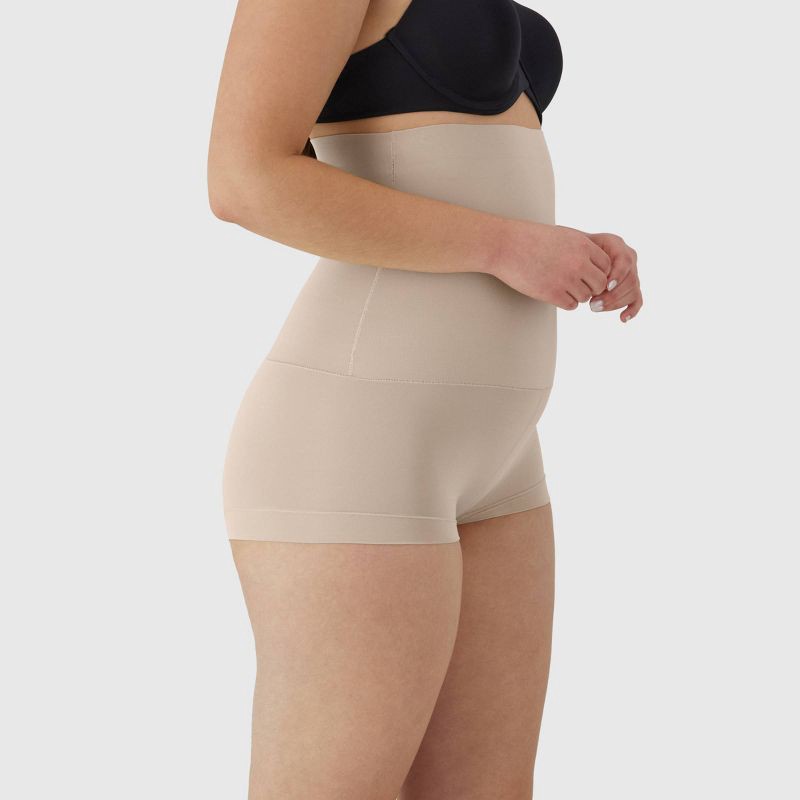 slide 3 of 6, Maidenform Women's Shapewear High Waist Tame Your Tummy Shaping Boyshorts SE0701 - Beige XL: Firm Compression Knit, 1 ct