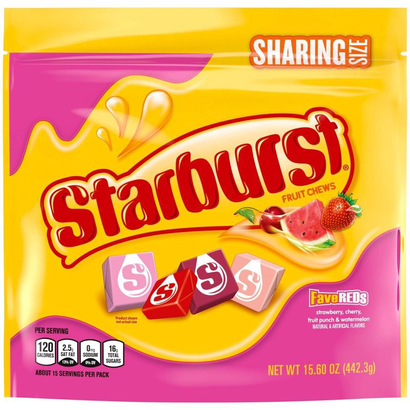 slide 2 of 9, Starburst FaveREDs Candy Fruity Chewy Candies Sharing Size Bag - 15.6oz, 15.6 oz