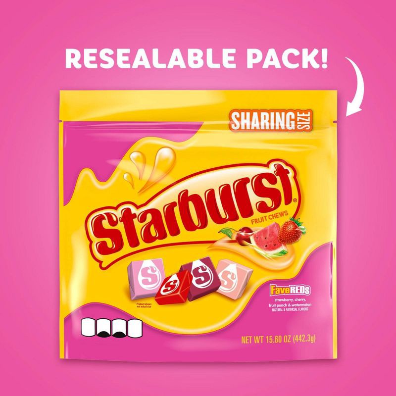 slide 4 of 12, Starburst FaveREDs Sharing Size Candy Fruit Chews - 15.6oz, 15.6 oz