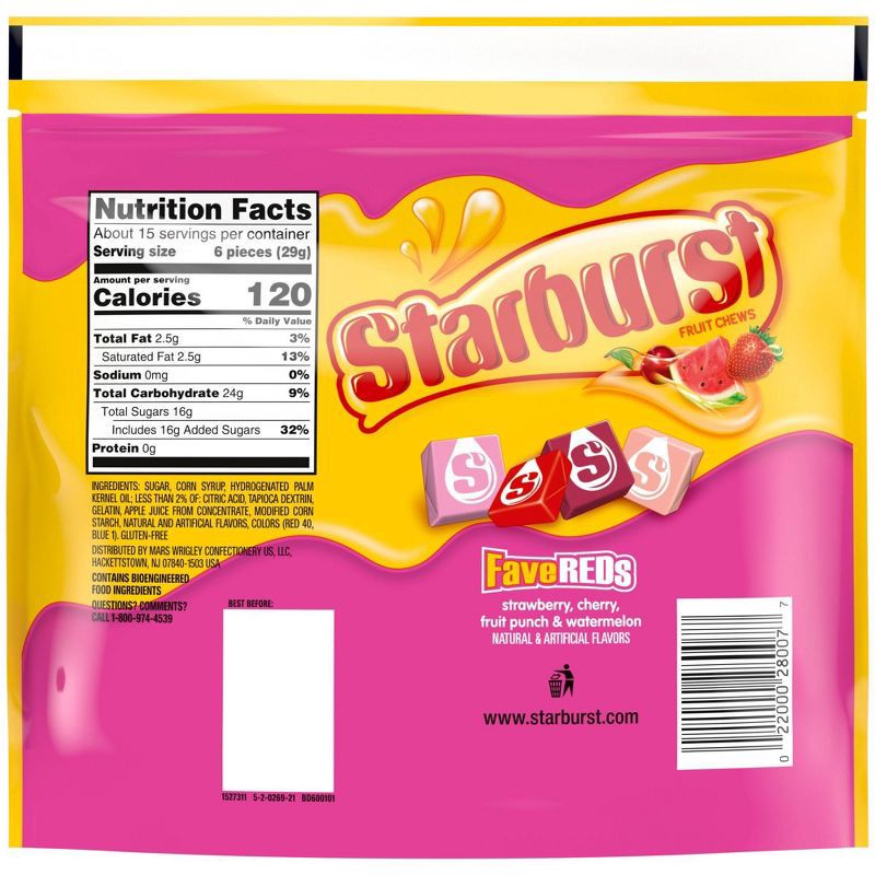 slide 8 of 12, Starburst FaveREDs Sharing Size Candy Fruit Chews - 15.6oz, 15.6 oz