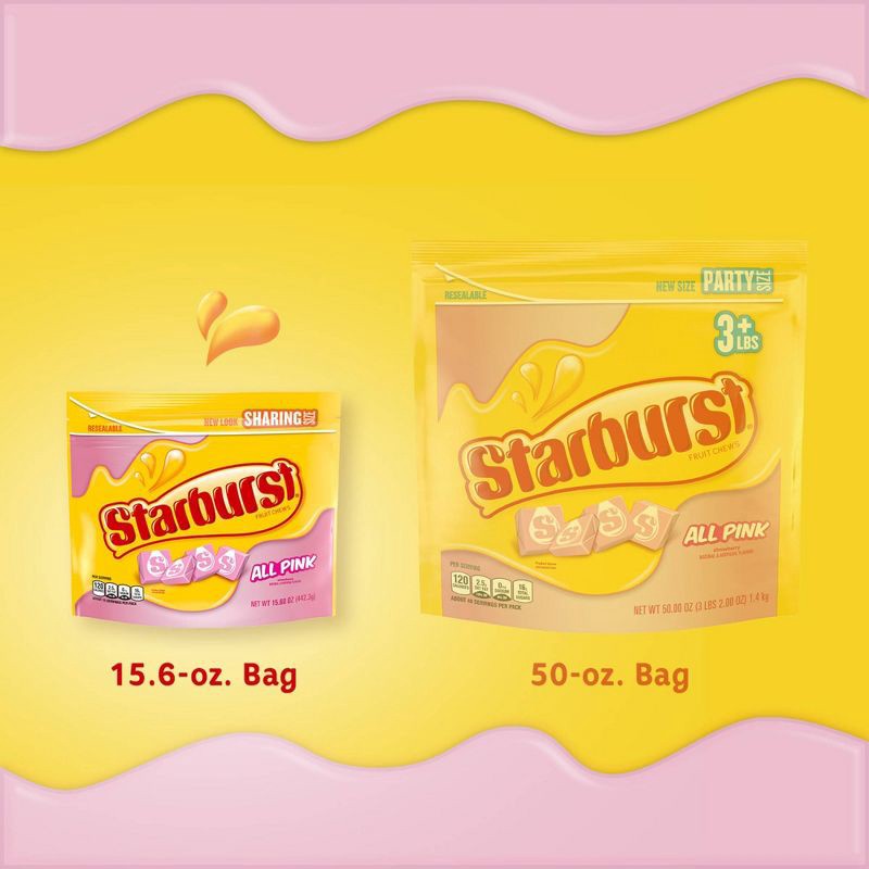 slide 4 of 14, Starburst All Pink Candy Fruit Flavored Chewy Candies - 15.6oz, 15.6 oz