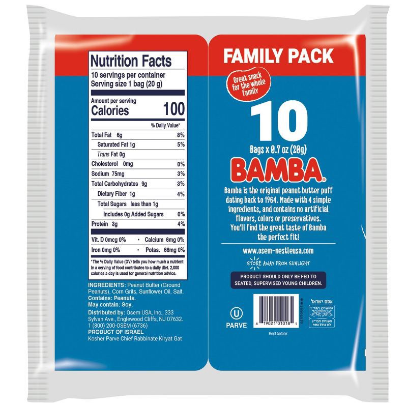 slide 2 of 4, Osem Bamba Peanut Butter Baby Puffs Family Pack - 7oz/10ct, 10 ct; 7 oz
