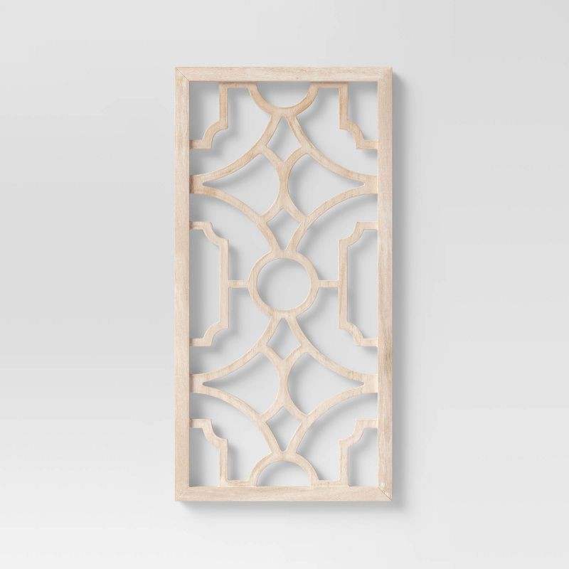 slide 4 of 4, Set of 2 Wood Lattice Wall Hanging Brown - Threshold™: Elegant Decorative Panels, Modern Geometric Design, 1 ct