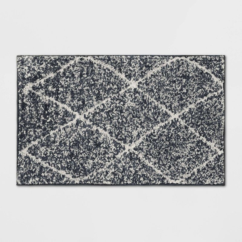 slide 1 of 3, 2'6"x4' Washable Criss Cross Easy Care Accent Rug Charcoal/Ivory - Threshold™, 1 ct