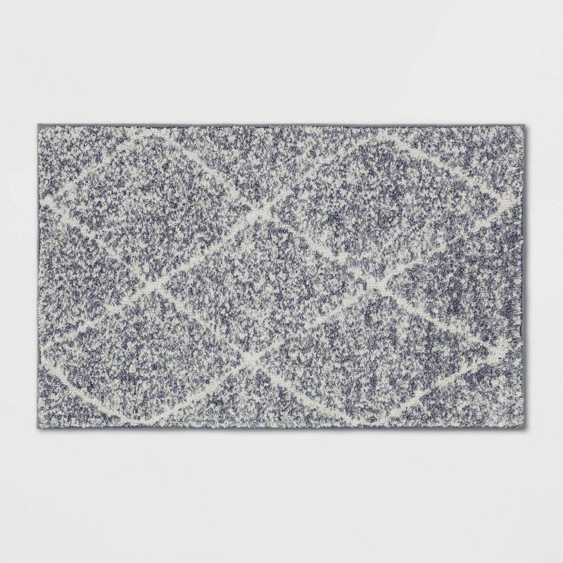 slide 1 of 3, 2'6"x4' Washable Criss Cross Easy Care Accent Rug Gray/Ivory - Threshold™: Indoor Entryway Throw Rug, Skid-Resistant, 1 ct