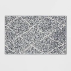 2'6"x4' Washable Criss Cross Easy Care Accent Rug Gray/Ivory - Threshold™: Indoor Entryway Throw Rug, Skid-Resistant