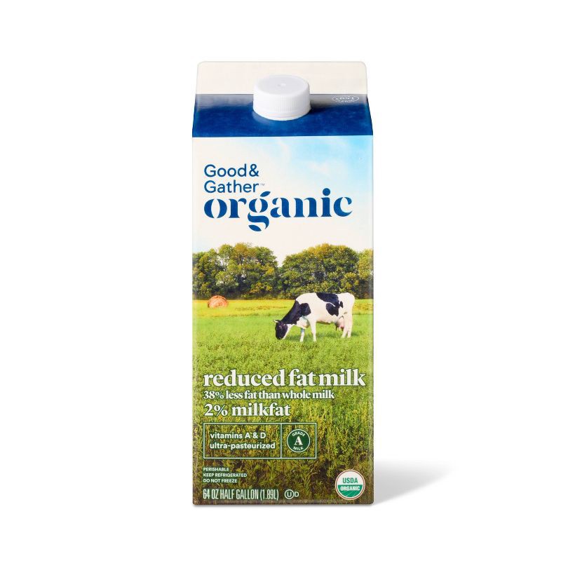 slide 1 of 4, Organic 2% Milk - 0.5gal - Good & Gather™, 1/2 gal