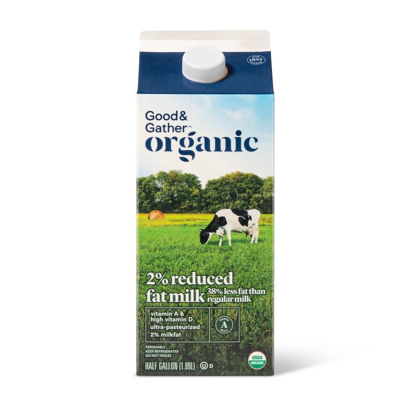 slide 1 of 4, Organic 2% Milk - 0.5gal - Good & Gather™, 1/2 gal