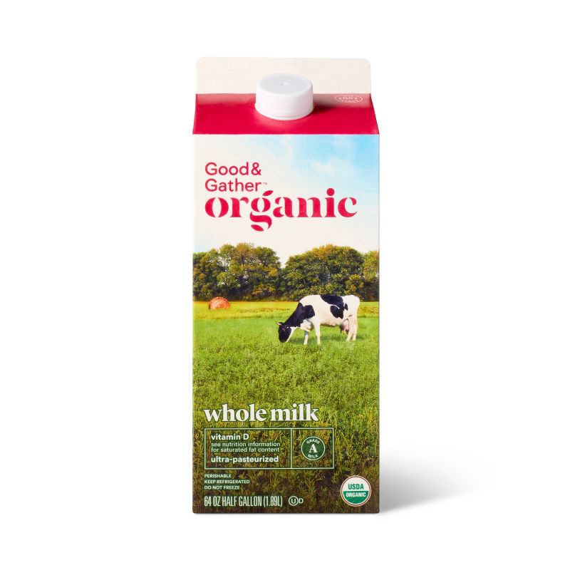 slide 1 of 4, Organic Whole Milk - 0.5gal - Good & Gather™, 1/2 gal