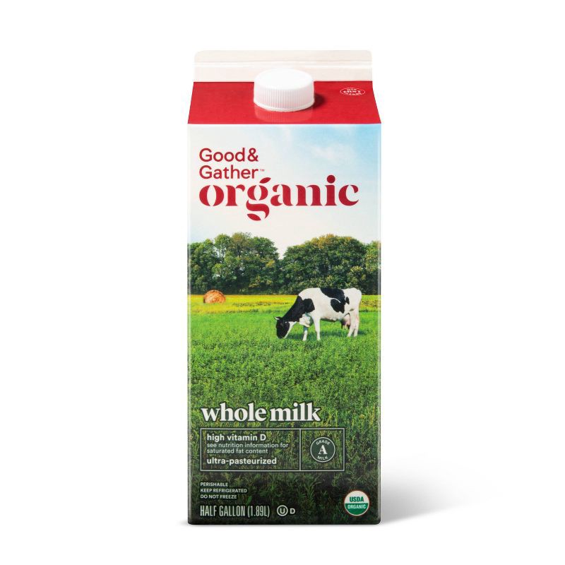 slide 1 of 4, Organic Whole Milk - 0.5gal - Good & Gather™, 1/2 gal