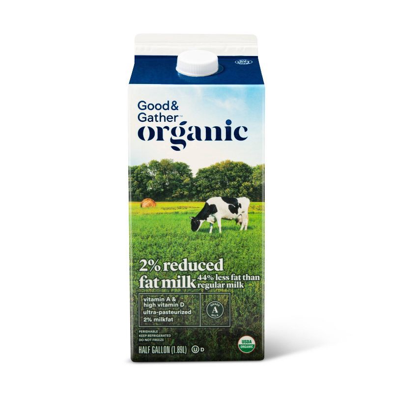 slide 1 of 3, Organic 2% Milk - 0.5gal - Good & Gather™, 1/2 gal