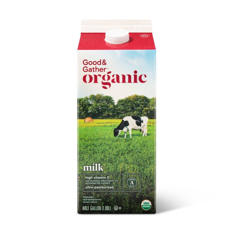 slide 1 of 3, Organic Whole Milk - 0.5gal - Good & Gather™, 1/2 gal