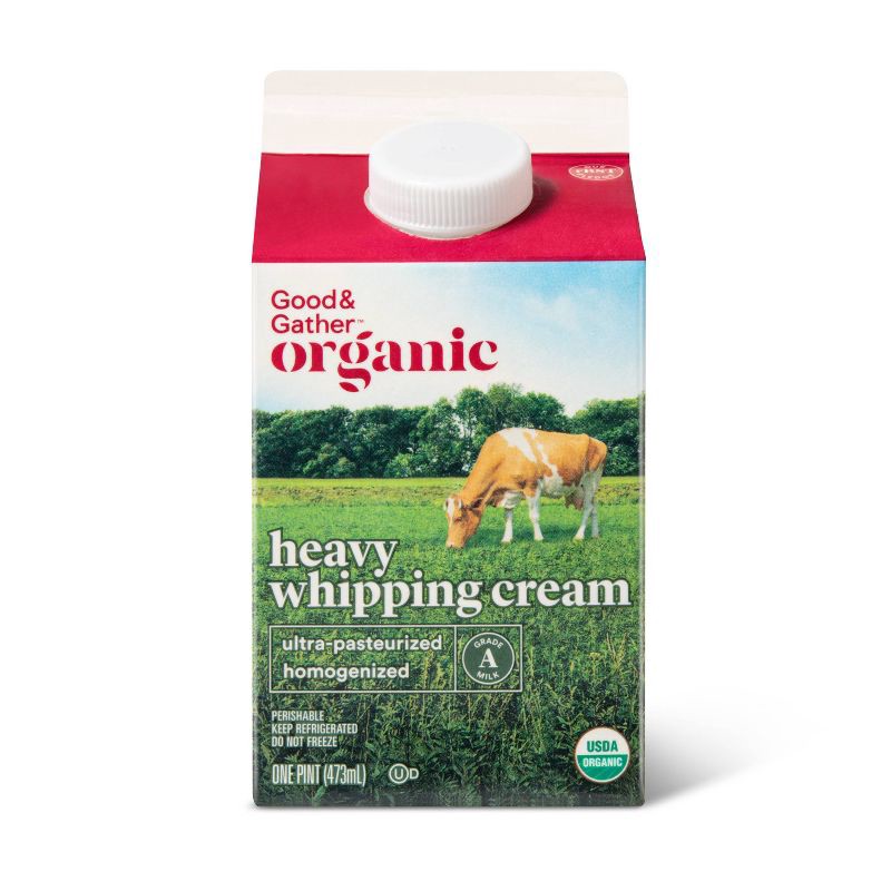 slide 1 of 3, Organic Heavy Whipping Cream - 16 fl oz (1pt) - Good & Gather™, 16 fl oz, 1 pint