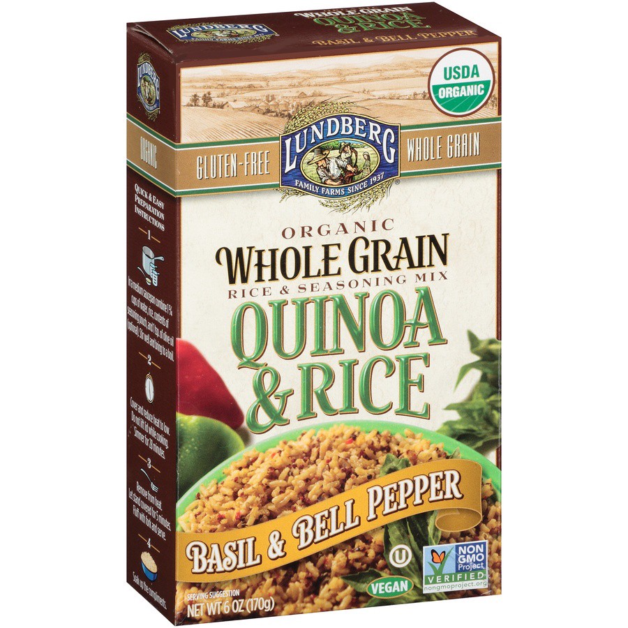 slide 2 of 8, Lundberg Organic Whole Grain Quinoa & Rice with Basil & Bell Pepper, 6 oz