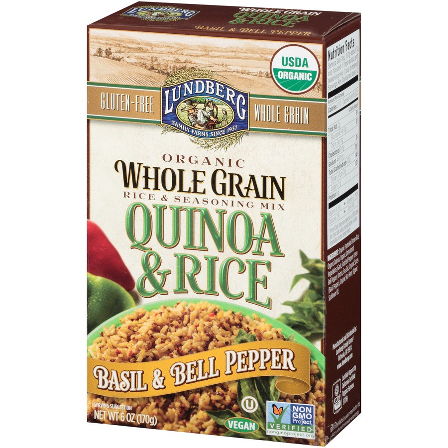 slide 3 of 8, Lundberg Organic Whole Grain Quinoa & Rice with Basil & Bell Pepper, 6 oz