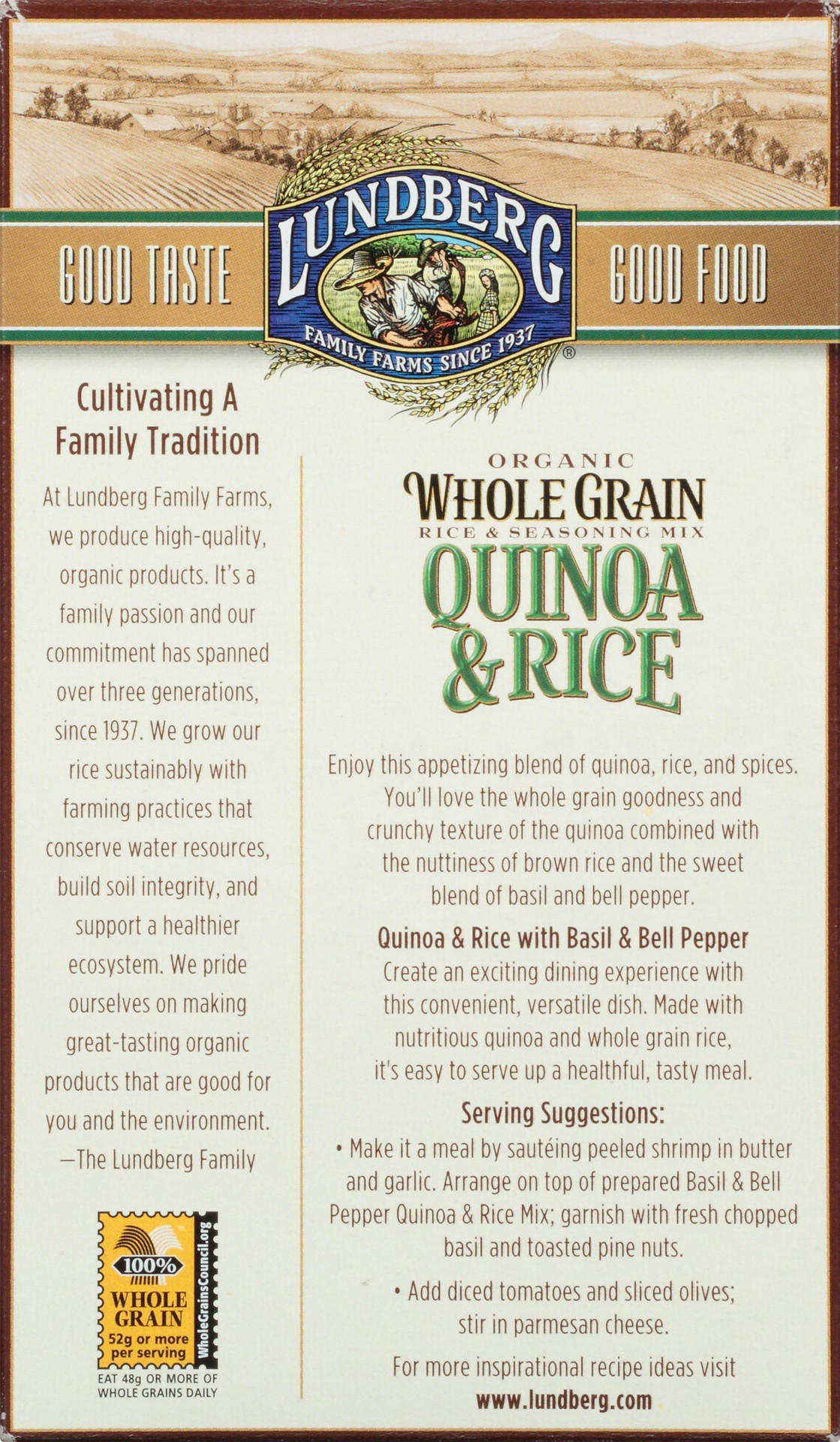 slide 6 of 8, Lundberg Organic Whole Grain Quinoa & Rice with Basil & Bell Pepper, 6 oz