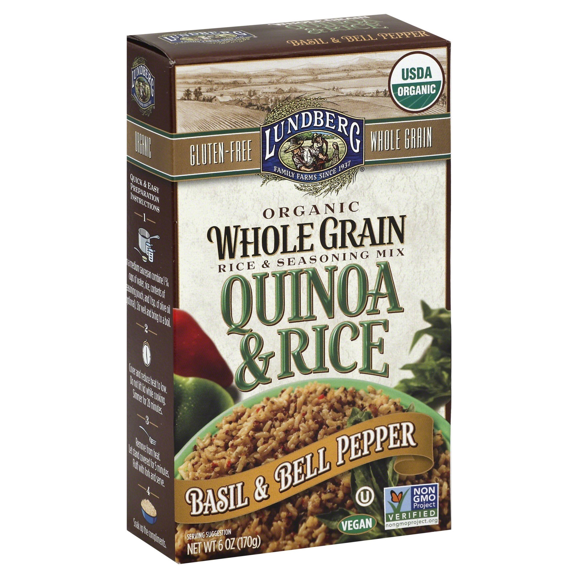 slide 1 of 8, Lundberg Organic Whole Grain Quinoa & Rice with Basil & Bell Pepper, 6 oz