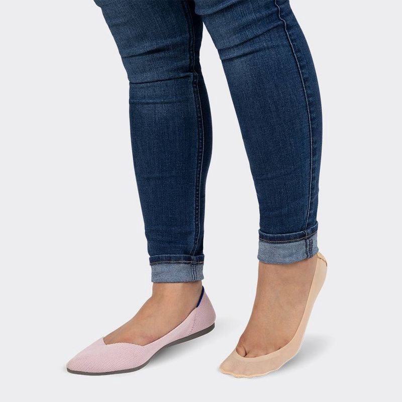 slide 4 of 6, Peds Women's Cushion Heel 2pk Liner Socks - Beige Nude 5-10: No Show, Hidden Gel Grip, Stretch Knit, 2 ct