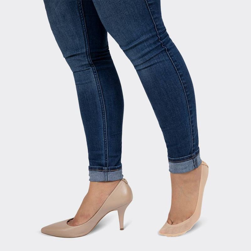 slide 5 of 6, Peds Women's Cushion Heel 2pk Liner Socks - Beige Nude 5-10: No Show, Hidden Gel Grip, Stretch Knit, 2 ct