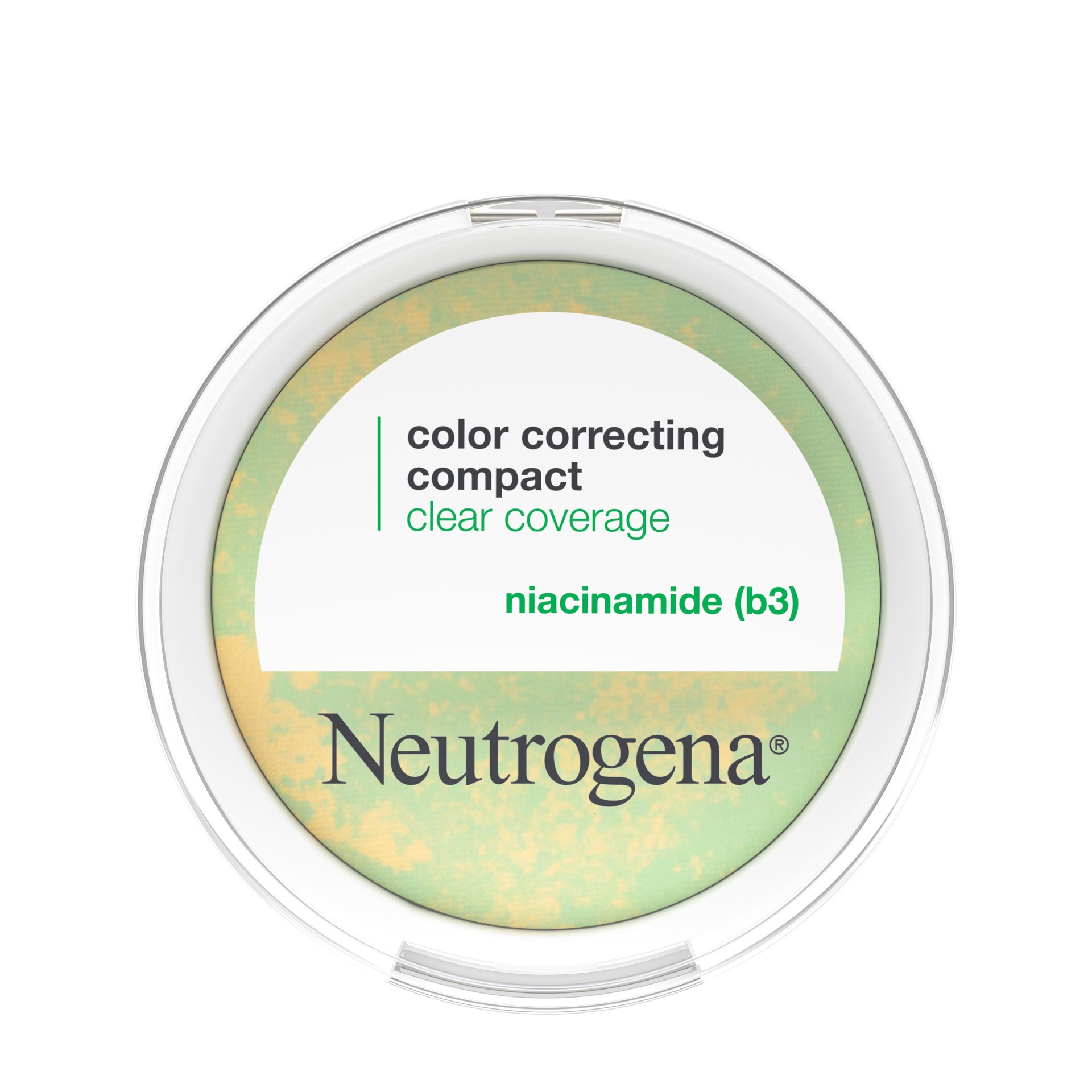 slide 7 of 8, Neutrogena Clear Coverage Color Correcting Powder Makeup Compact, Mattifying CC Powder with Niacinamide & Green & Yellow Powders to Even Tone, Brighten, & Control Shine, Oil-Free, 0.38 oz, 0.38 oz