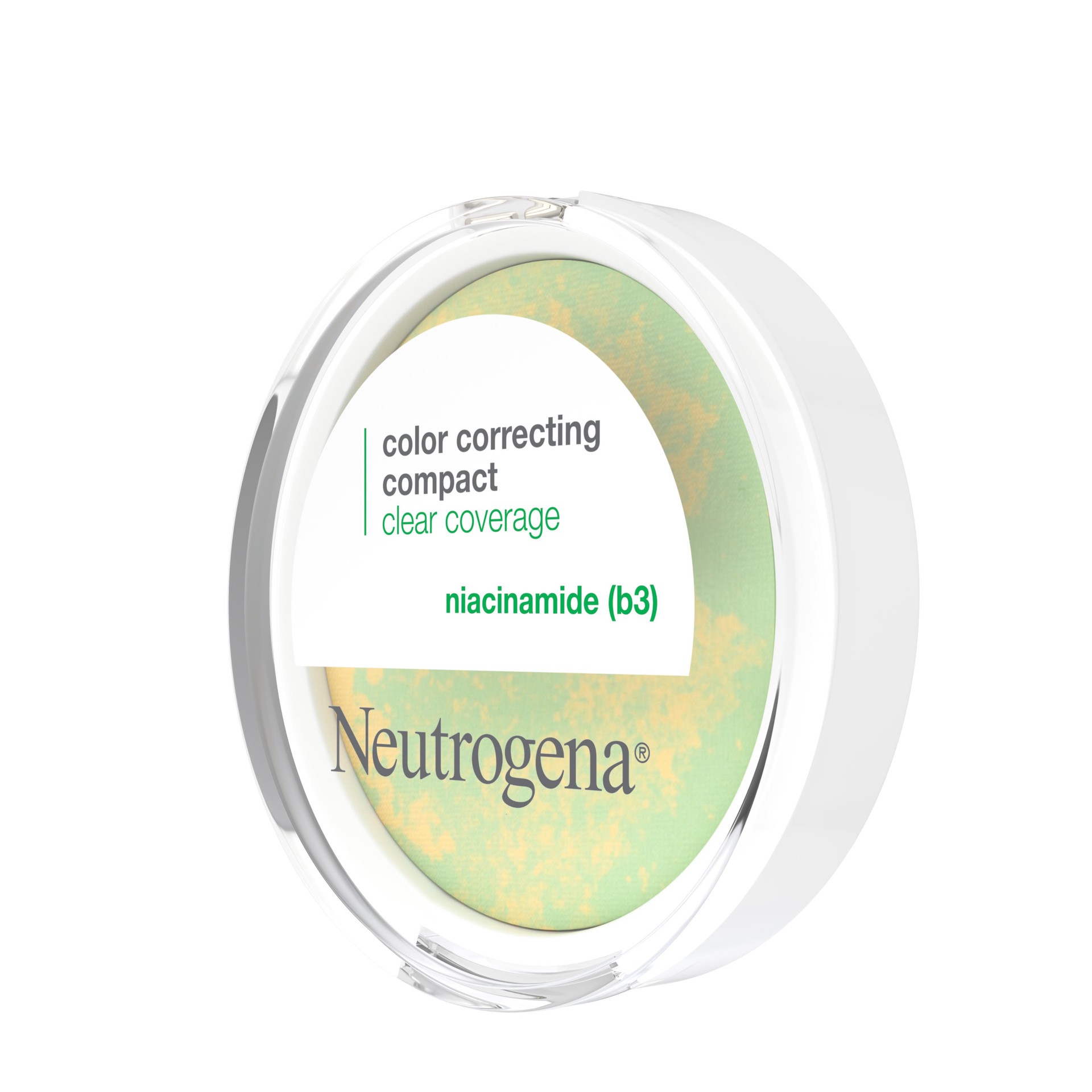 slide 5 of 8, Neutrogena Clear Coverage Color Correcting Powder Makeup Compact, Mattifying CC Powder with Niacinamide & Green & Yellow Powders to Even Tone, Brighten, & Control Shine, Oil-Free, 0.38 oz, 0.38 oz