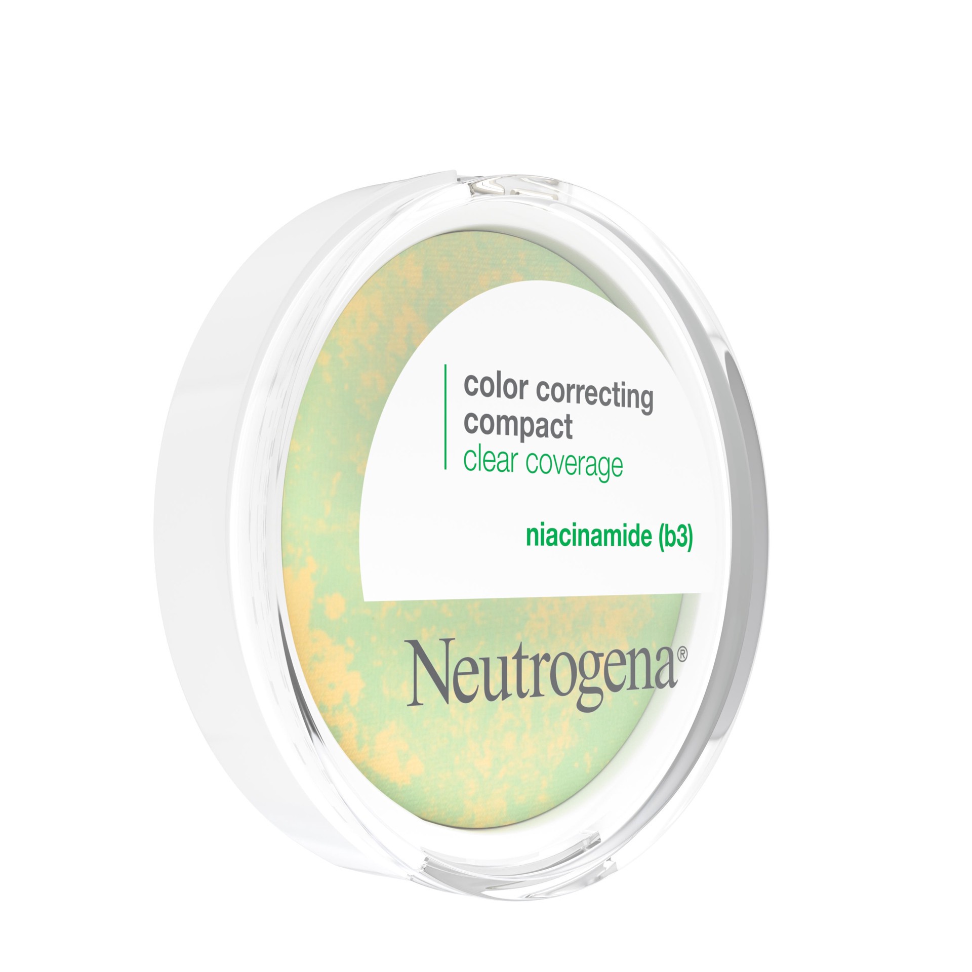 slide 8 of 8, Neutrogena Clear Coverage Color Correcting Powder Makeup Compact, Mattifying CC Powder with Niacinamide & Green & Yellow Powders to Even Tone, Brighten, & Control Shine, Oil-Free, 0.38 oz, 0.38 oz