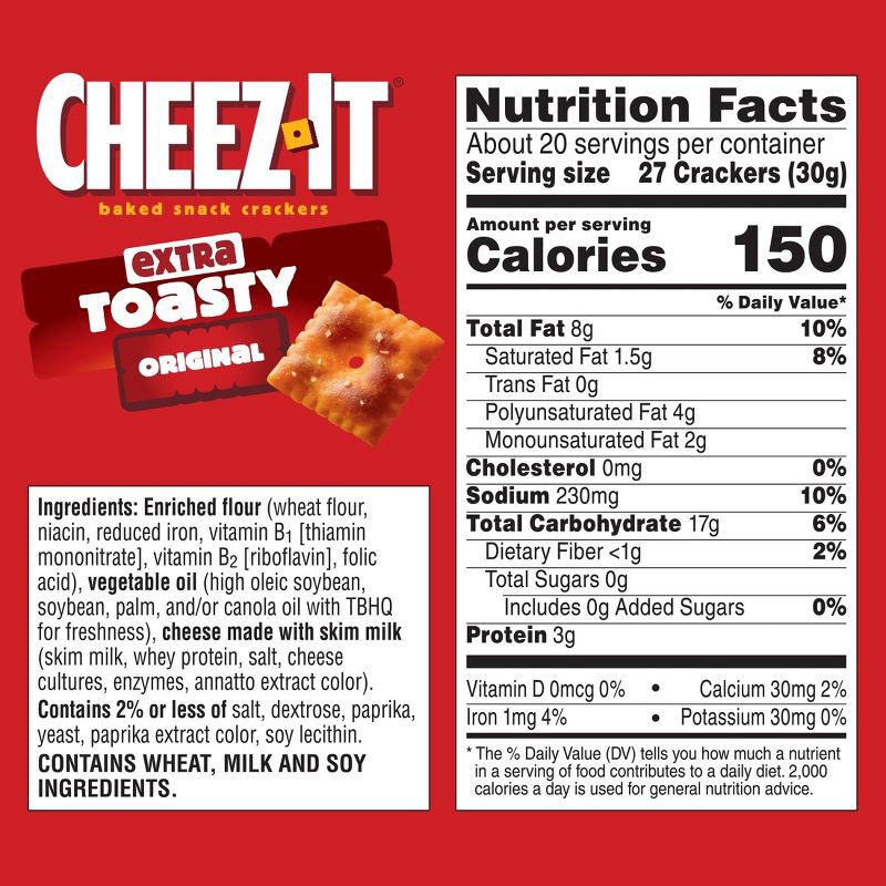slide 7 of 10, Cheez-It Extra Toasty Family Size Cheese Crackers - 21oz, 21 oz