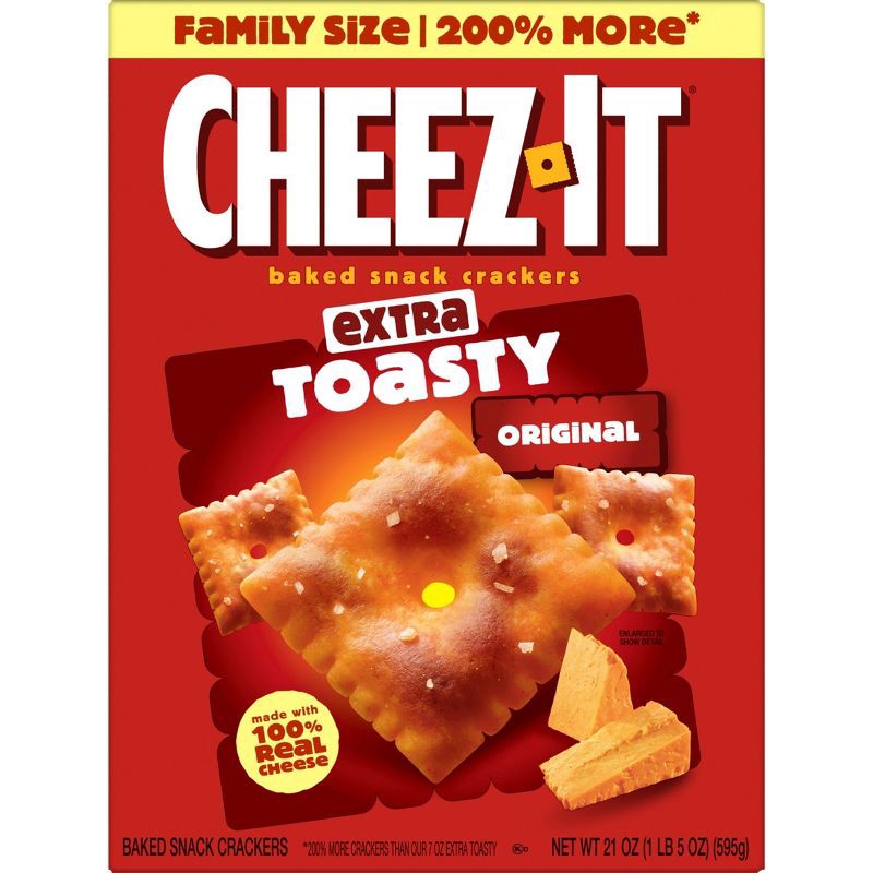 slide 8 of 10, Cheez-It Extra Toasty Family Size Cheese Crackers - 21oz, 21 oz
