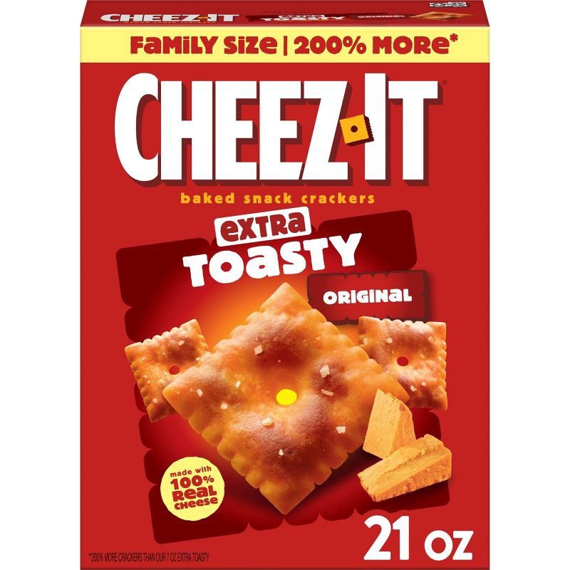 slide 1 of 10, Cheez-It Extra Toasty Family Size Cheese Crackers - 21oz, 21 oz