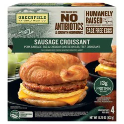 Greenfield Natural Meat Co. Natural Meat Co. Sausage & Egg Croissant Breakfast Sandwiches 15.2 oz