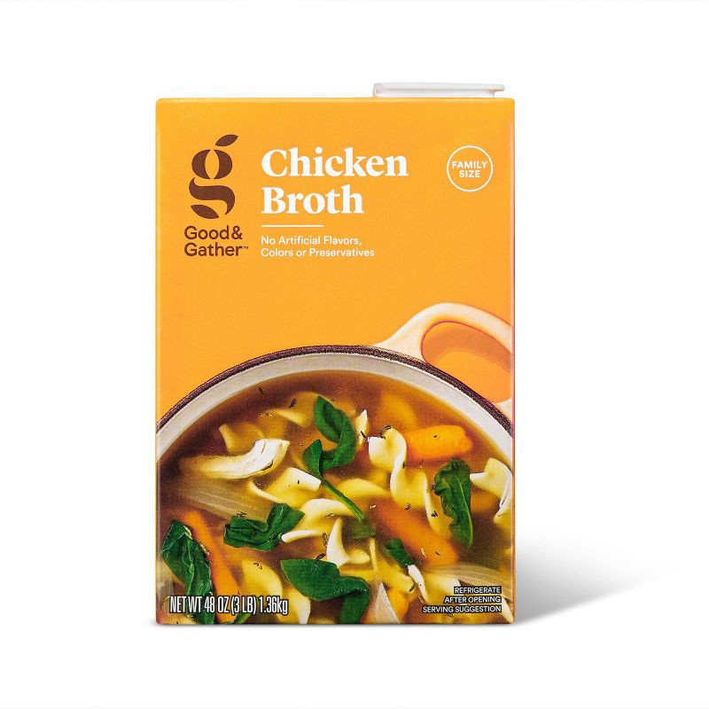 slide 1 of 3, Chicken Broth - 48oz - Good & Gather™, 48 oz