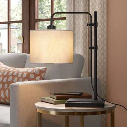 Knox Adjustable Shaded Table Lamp Black - Threshold™: Modern, In-Line Switch, ETL Listed