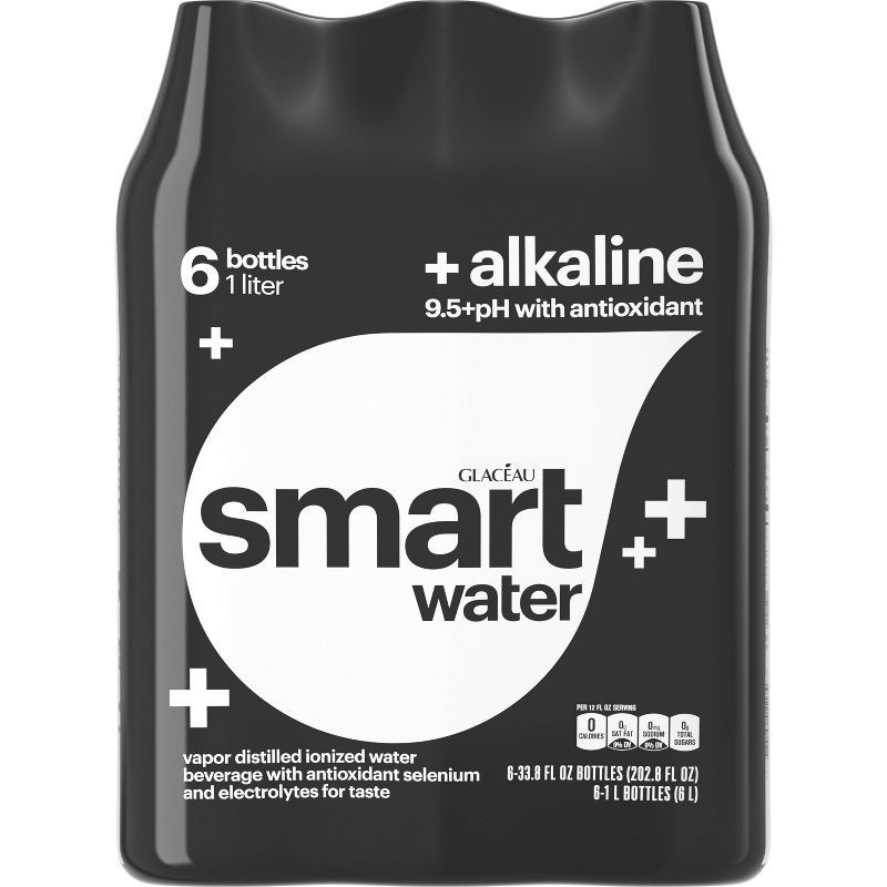 slide 6 of 8, Smartwater Alkaline Vapor Distilled Ionized Water - 6pk/1L Bottles, 6 ct; 1 liter