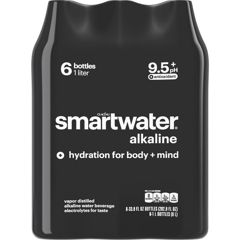 slide 8 of 8, Smartwater Alkaline Vapor Distilled Ionized Water - 6pk/1L Bottles, 6 ct; 1 liter