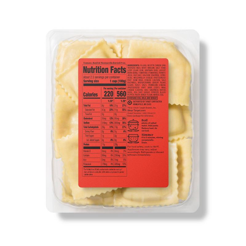 slide 3 of 3, Tomato, Basil & Mozzarella Ravioli - 9oz - Good & Gather™, 9 oz