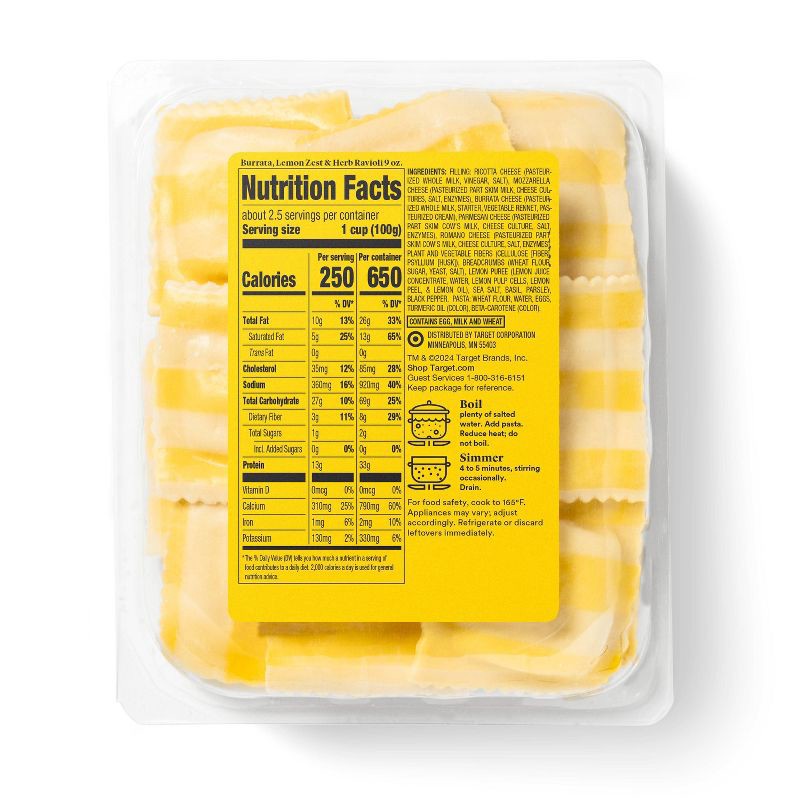 slide 2 of 4, Burrata Lemon Zest Herb Ravioli - 9oz - Good & Gather™, 9 oz