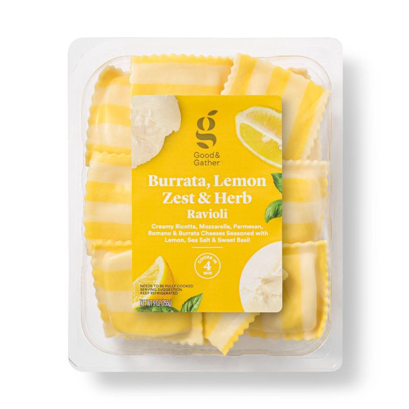 slide 1 of 3, Burrata Lemon Zest Herb Ravioli - 9oz - Good & Gather™, 9 oz