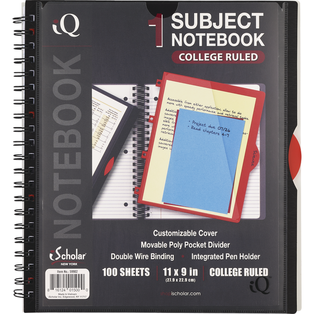 slide 1 of 1, iScholar Iq 1-Subject Notebook College Ruled, 100 ct