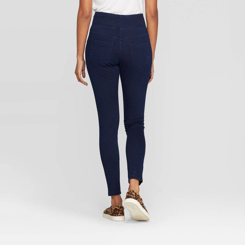slide 2 of 3, Women's High Waist Jeggings - A New Day™ Dark Blue S: Ankle Length, Elastic Waistband, 1 ct